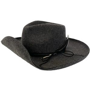 Olive & Pique Grey 100% Wool Hat With Feathers on the Side NWT